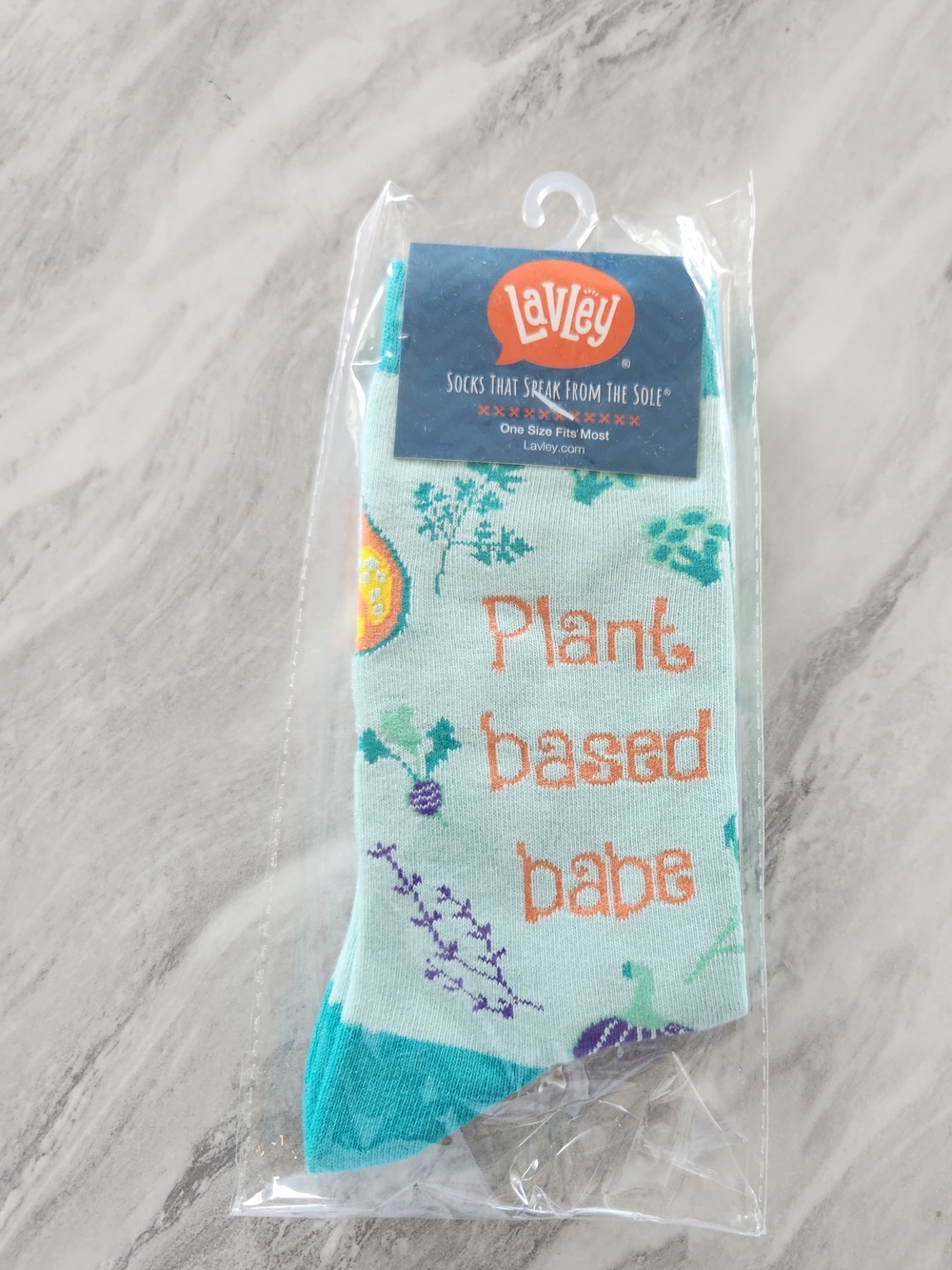 Lavley 'Plant Based Babe' Light Teal Socks